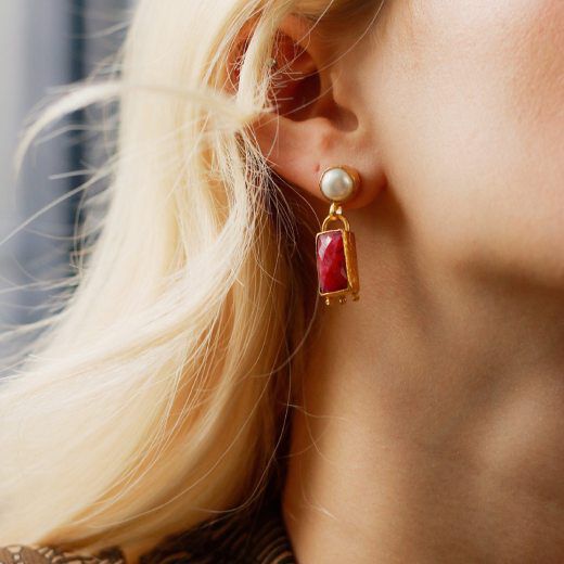 Ruby and pearl earrings by Ottoman Hands&nbsp;